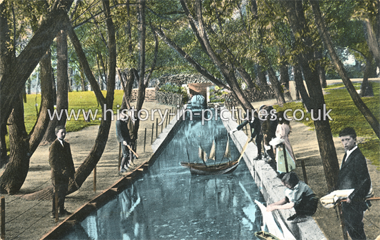 Boating Stream, Central Park, Ilford, Essex. c.1917